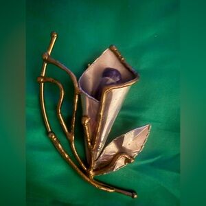 Gold and Silver Metal Flower Brooch